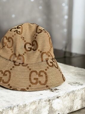Gucci Tan & Brown GG Monogram Bucket Hat